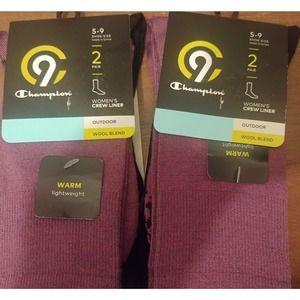 Champion C9 Crew Liner Sz 5-9 Wool Blend 4 Pair